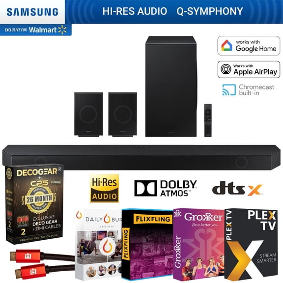 Samsung HQ-Q990D Q-series 11.1.4 ch. Wireless Dolby Soundbar with Q-Symphony (2024) Bundle with Tech Smart USA Premiere 1 Year CPS Enhanced Protec