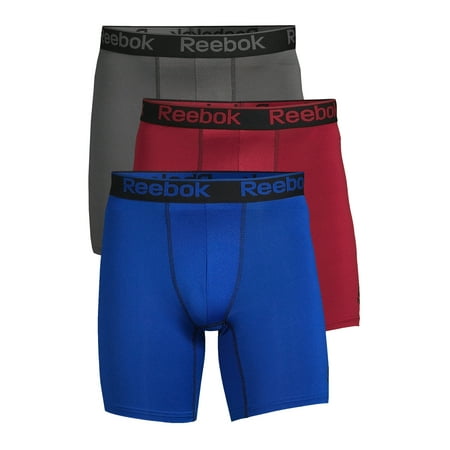 Reebok Men's Pro Series Performance Boxer Brief Extended Length Underwear 7.5", 3 Pack