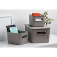 thumbnail image 4 of Superio 5L Small Taupe Ribbed Storage Bin with Lid, Plastic Storage Basket, 4 of 9