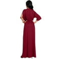 thumbnail image 6 of KOH KOH Long Sexy V-Neck Short Sleeve Slit Flowy Cocktail Evening Bridesmaid Wedding Guest Party Summer Tall Dressy Maxi Dress Gown For Women Crimson Dark Red X-Large US 14-16 NT290, 6 of 7