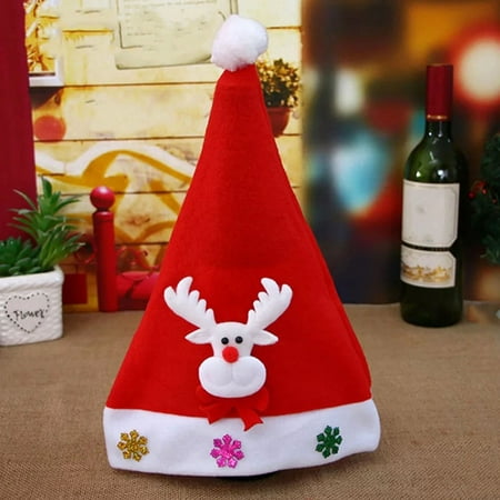 

Riguas Christmas LED Hat Cute Decorative Flannel Santa Claus Snowman Elk Cap Gift for Home School