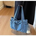 thumbnail image 3 of SPEKSEE Large Capacity Washed Denim Tote Bag, Casual Daily Shoulder Handbag with Zip‑Top Closure Roomy Denim Purse for Work Commute Shopping Travel, 3 of 7