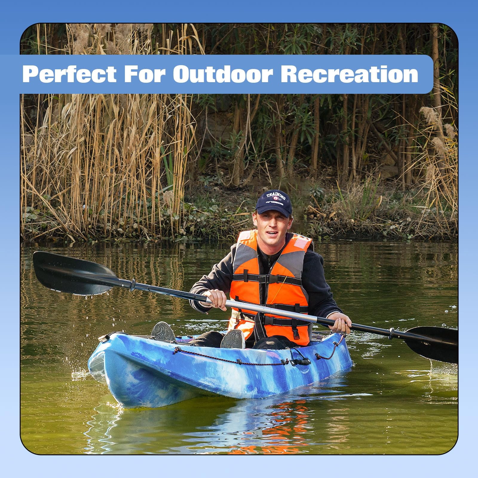 Ataucjin Kayaks, 9.38FT Fishing Kayak with Paddle, Sit on Top Kayak for Adults, Capacity of 308LBS, Hard Shell Recreational Ocean Kayak Boat