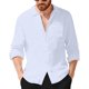 thumbnail image 1 of Camisas de Manga Larga con Botón de Solapa para Hombre de Ajuste Suelto Top de Moda de Bolsillo de Cardigan para el Verano, 1 of 9