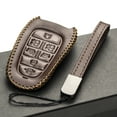 thumbnail image 4 of Vitodeco Leather Smart Key Fob Case Cover Protector Compatible with Tucson, Santa FE, Sonata, Nexo (2019 - 2024 Models) - 7-Button, Brown, 4 of 5