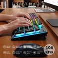thumbnail image 6 of FREEWOLF M104 Wireless Gaming Keyboard Wired/Bluetooth Mechanical Feel Light up Membrane Computer Keyboard with Numeric Keypad RGB Full Size Mental Panel..., 6 of 12