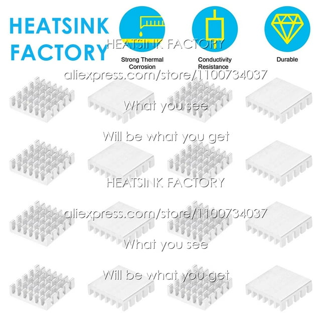 19x19x5mm Aluminum Fans & Heatsink Cooling Radiator Cooler for MOS GPU IC Chip Electronic Silver Without Tape 50pcs
