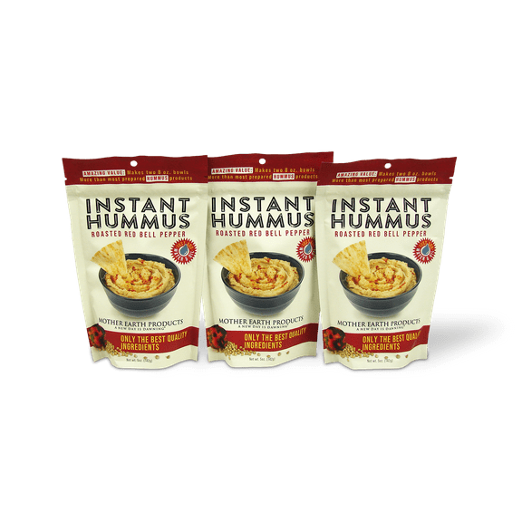 Mother Earth Products Instant Roasted Red Bell Pepper Hummus Mix, 3 Pack, 5 Oz