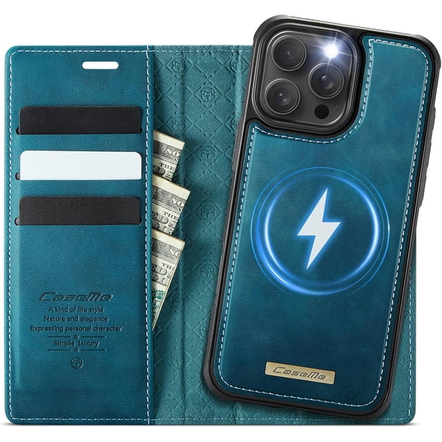 Compatible con iPhone 11 Pro Funda billetera desmontable Compatible con Magsafe, Soporte para Tarjetero con Bloqueo RFID y Tapa de Cuero PU 2 en 1 Funda Magnética a Prueba de Golpes