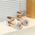 thumbnail image 5 of Eltusu Girls Sandals, Open Toe No Slip Low Heels Princess Dress Shoes Silver Size 2(Big Kids), 5 of 9