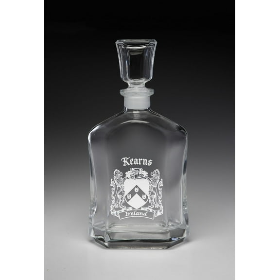 Kearns Irish Coat of Arms Whiskey Decanter (Sand Etched)