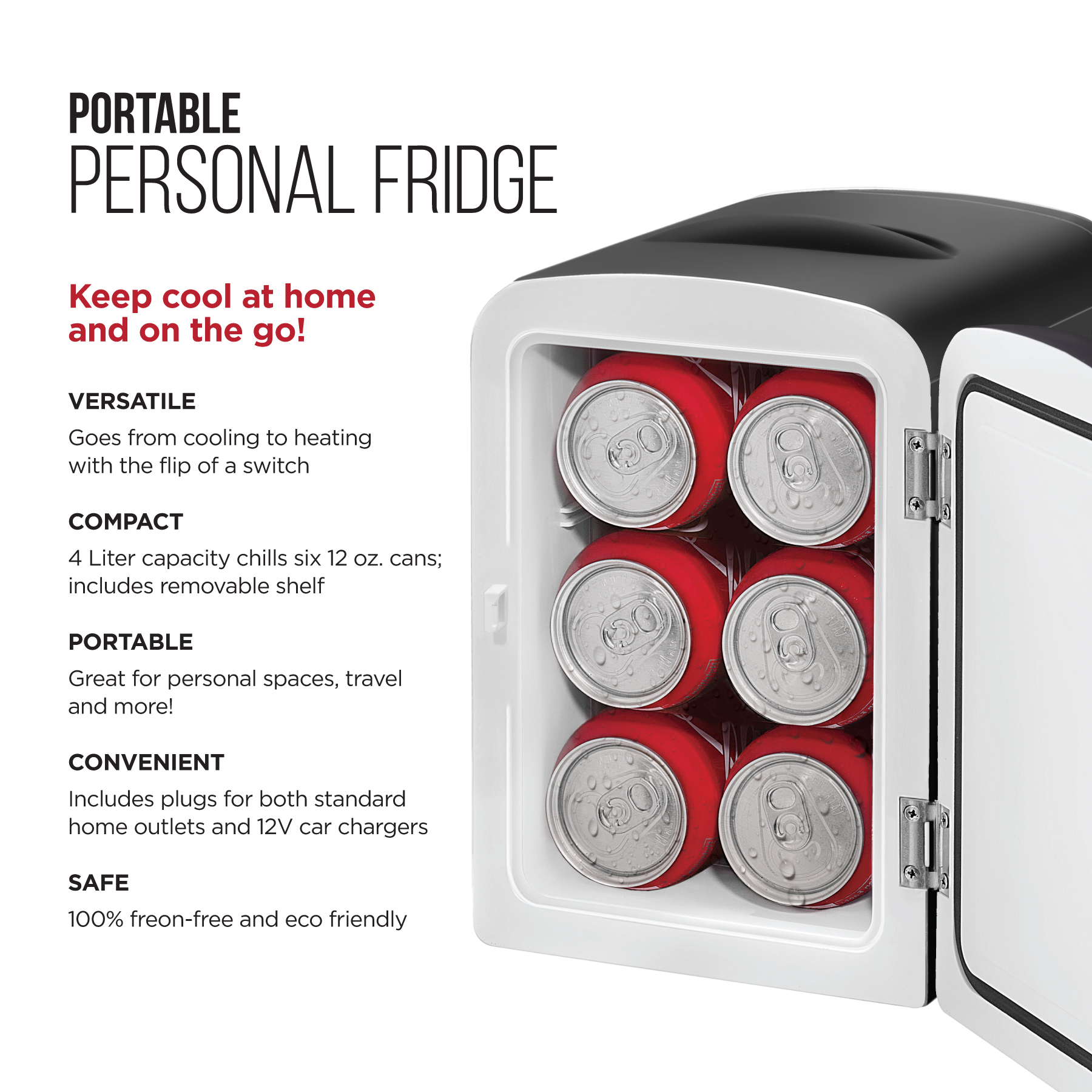 Chefman Portable 4L Mini Fridge w/ Heating and Cooling - Black, New - image 2 of 8