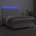 thumbnail image 2 of vidaXL Box Spring Bed with Mattress&LED White 53.9"x74.8" Full Faux Leather, 2 of 6