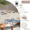 thumbnail image 3 of Orange Blue Pumpkin Fall Round Tablecloth for 45-54 Inch Tables,Fitted Table Cover with Elastic Edge,Thanksgiving Maple Leaves Branch Waterproof Outdoor Table Cloth Protector for Patio Garden Dinner, 3 of 9