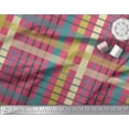 thumbnail image 2 of Soimoi Pink Japan Crepe Satin Fabric Check Check Print Fabric by the Yard 42 Inch Wide, 2 of 3