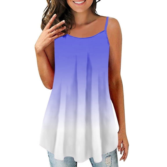 Aloohaidyvio Tops,Womens Fashion Printed Vest Sleeveless Blouse Rond-Neck Suspenders Tops