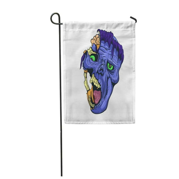 KDAGR Colorful Dead Zombie Face Brain Green Evil Angry Apocalypse Garden Flag Decorative Flag House Banner 12x18 inch