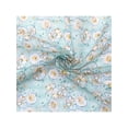 thumbnail image 4 of INSPIRE CHIC Women's Floral Stripes Printed Square Scarves, Flowers Cotton Blended Gauze Headscarf Neckerchief Teal Green 58x58cm, 4 of 6