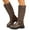 Khaki, variant on Women's Knee High Boots Wide Calf Square Toe Motorcycle Booties Fashion Chunky Low Heel Biker Riding Boots