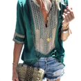 thumbnail image 1 of Blusa de manga 3/4 con cuello en V profundo de moda para mujer Adepaton CJWUS-3990, 1 of 6