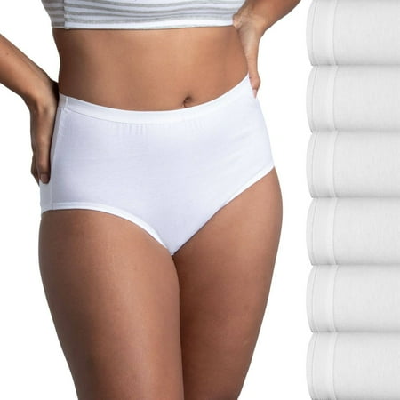 Women s Fruit of the Loom® 6-Pack Signature Cotton Brief Panty Set 6DKBRAP Color: All White Pack Size: 8