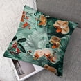 thumbnail image 7 of Ullo0ord Throw Pillow Cushion Cover, on Blurred Background Floral Themed Modern Art, Decorative Square Accent Pillow Case, Orange Teal 22x22in, 7 of 7