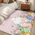 thumbnail image 4 of Hallway Runner Rugs 2.7x5 Ft, Easter Non Slip Area Rugs for Kitchen Bedroom Entryway, Country Rabbit Feet Eggs Leaves Pink Wooden Grain Washable Carpet Runner Rug Floor Mats for Bedroom Home Decor, 4 of 8