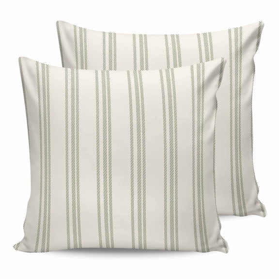 24x24 Pillow Covers Set of 2, Sage Green Striped Throw Pillow Covers Decorative Couch Cushion Case, Modern Farmhouse Green Stripes Microfiber Square Pillowcases for Bedroom Car Living Room
