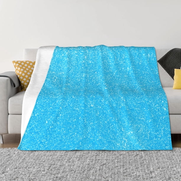 Balery Sky Blue Glitter Manta de Franela con Dibujo, Lujo Ultra Suave y Cálido, Antipelusa y Resistente a las Arrugas para Cama, Sofá, Camping -80"x60"