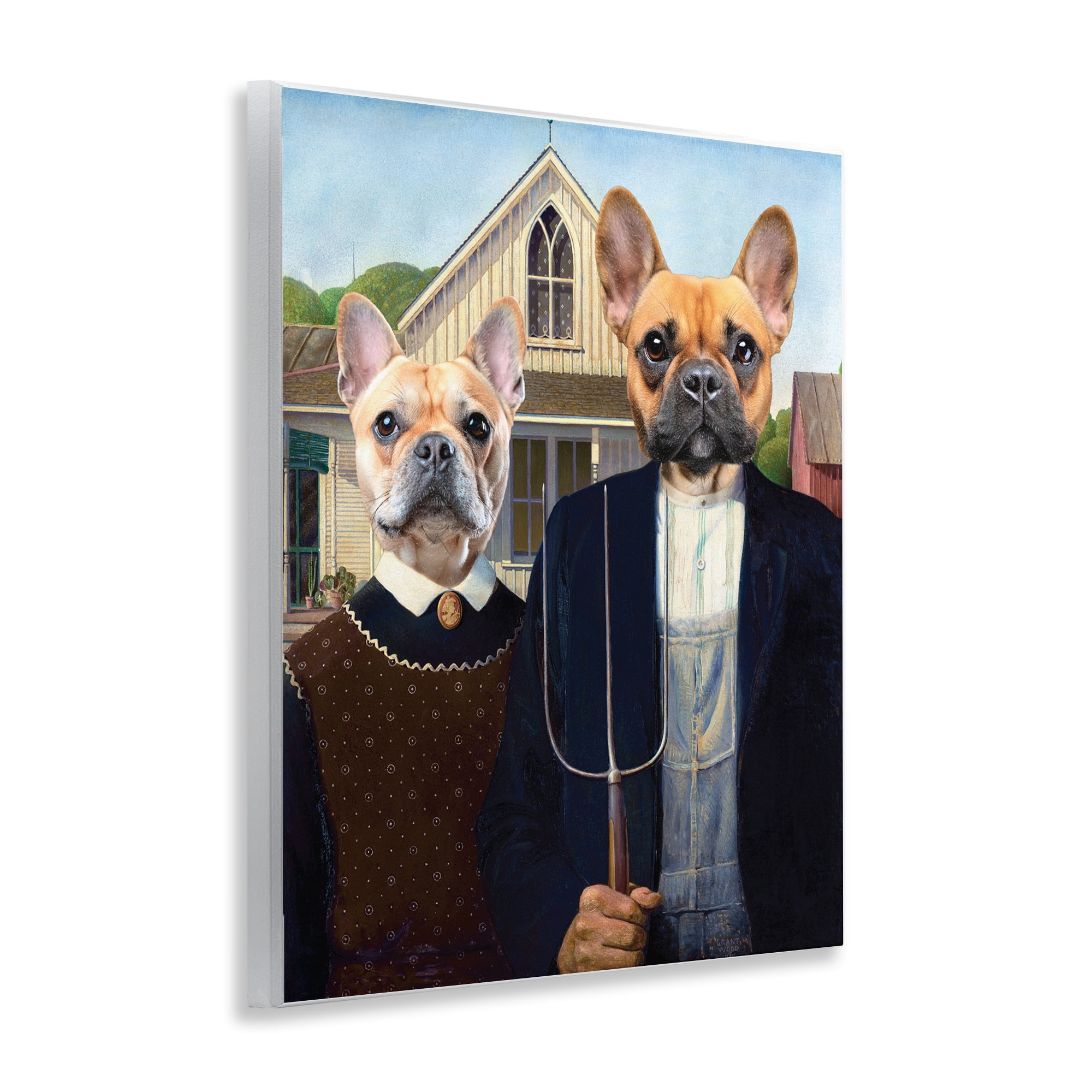 Stupell Industries French Bulldogs Iconic Farmers Wall Plaque Art, design by Grotto Studios
