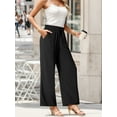 thumbnail image 5 of GIRUNS Women's Wide Leg Pants High Waist Adjustable Knot Casual Loose Trousers With Pockets Business Work Casual Pants Black L, 5 of 6