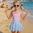 thumbnail image 3 of Uorisanigo Girls Swimsuits Cute Axolotl Cherry Blossom One Piece Modest Beach Swim Dress Size 8-9 with Skirt Sleeveless Beach Swimwear Summer Vacation, 3 of 6