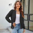 thumbnail image 3 of Women's Full Zip Knit Cardigan Sweater, Long Sleeve Relaxed Fit Crew Neck Layering Top for Casual Everyday Wear, 3 of 4