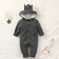 thumbnail image 2 of Toddler Baby Boys Girls Solid Jumpsuit Cute Rabbit Ears Winter Thick Warm Romper Newborn Infant Cotton Long Sleeve Jackets Gray 0-3 Months, 2 of 7