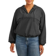 No Boundaries Juniors' Plus Size Printed and Solid Popover Windbreaker Jacket