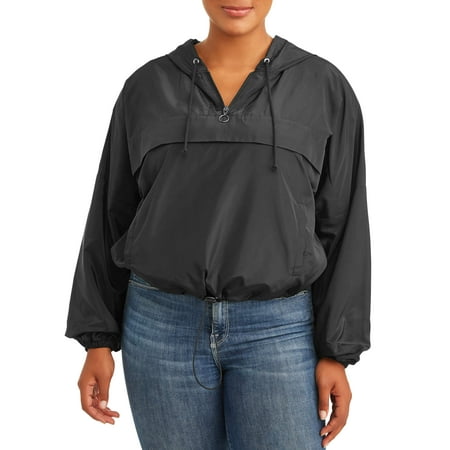No Boundaries Juniors' Plus Size Printed and Solid Popover Windbreaker Jacket