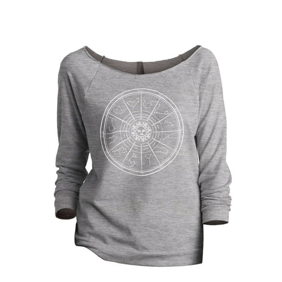 Thread Tank Zodiac Constellation Women's Slouchy 3/4 Sleeves Raglan Sweatshirt Sport Grey Small