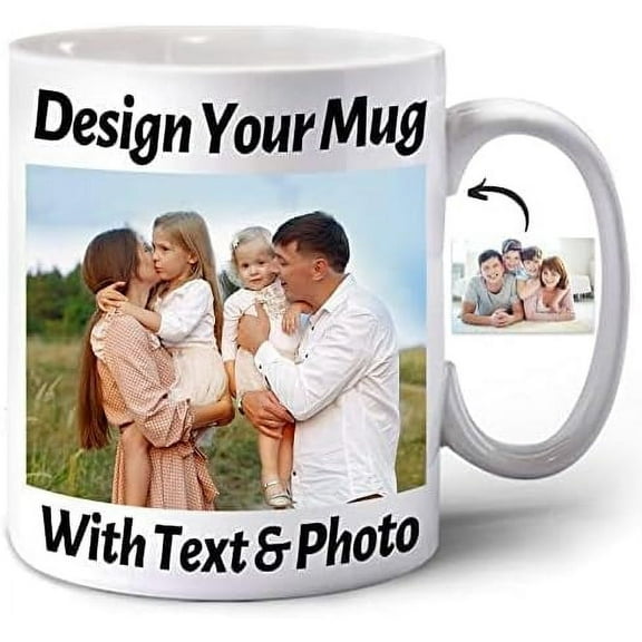 Custom Mug Personalized Photo Mug 11oz on Both Side Custom Mug with Your Picture, Logo, Text Personalized Coffee Mug Customized Gifts for Birthday Christmas Party Decoration 11oz White Wholesale