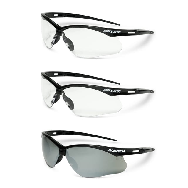 Gafas de seguridad Jackson Safety SG con lentes antiarañazos, paquete de 3