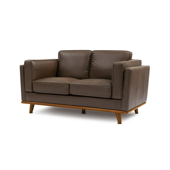 Valencia Artisan Leather Loveseat Sofa 66" | Nappa 11000 Top-Grain Leather, Ultimate Comfort, Alder Wood Legs And Frame, Fabric Backed Cushions, Chocolate