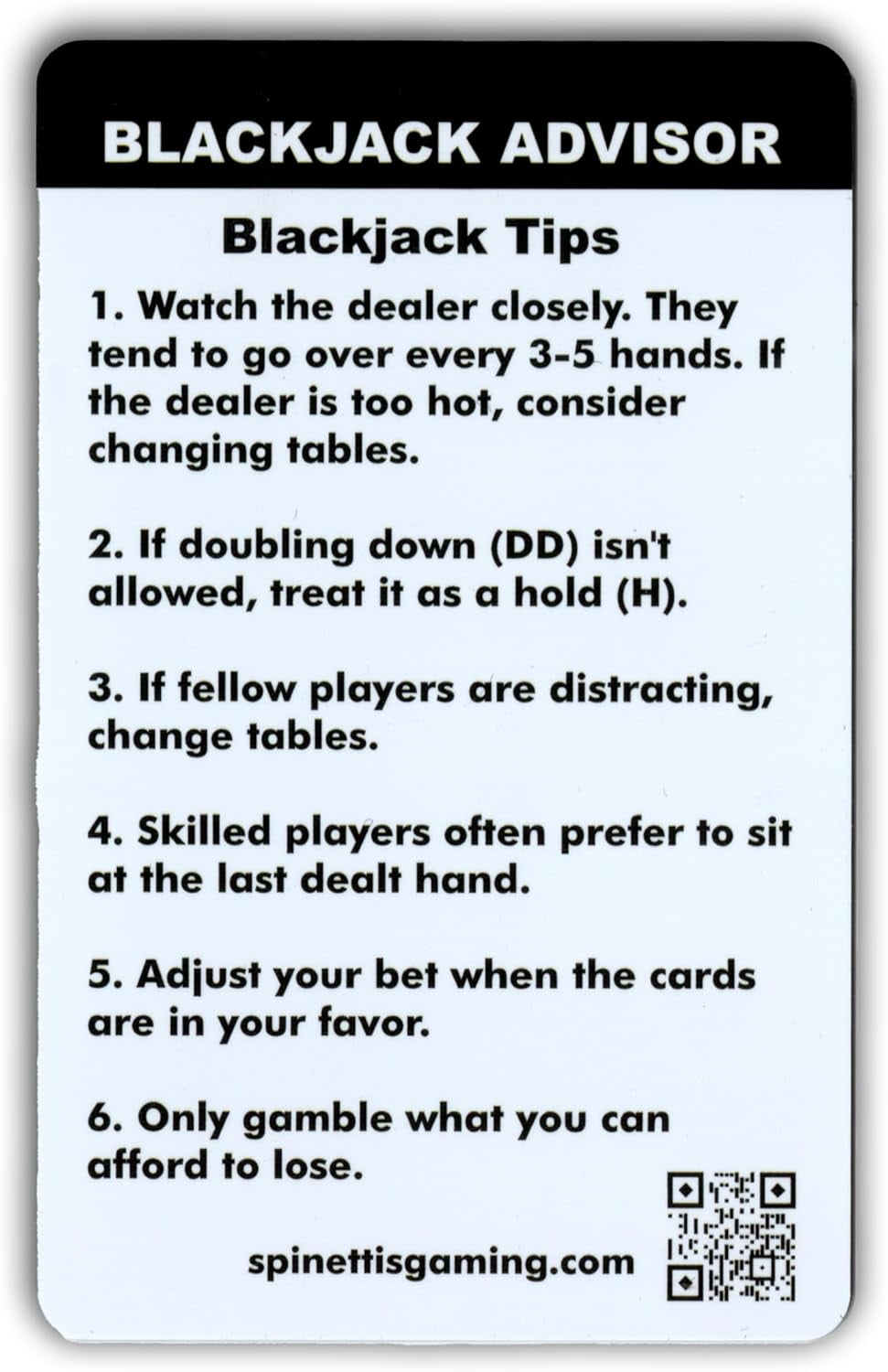 Basic Strategy Blackjack Card, Plastic Multiple Color
