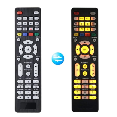 Universal TV Remote for Sanyo, Philips, Toshiba, Hitachi, Insignia, Samsung, LG, Son-y, Sharp, Vizio, JVC, TCL, Hisense, Vestel, Seiki, Magnavox, Haier, Panasonic, Backlit Universal Remote Control