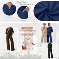 thumbnail image 6 of SUNBS Two Piece Outfits Women Fall Sweatsuits Henley Neck Tops Lounge Sets Wide Leg Pants Vocation Travel Outfits, 6 of 8