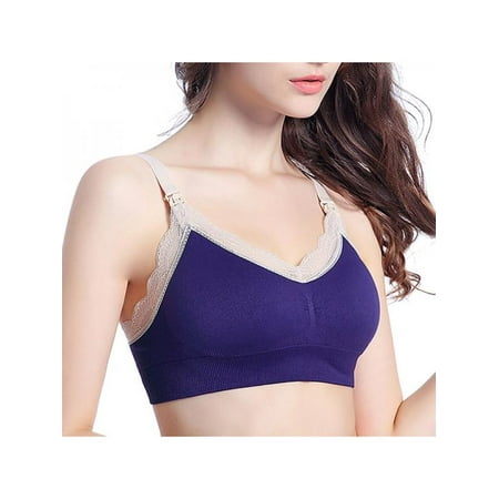 

VICOODA Maternity Seamless Lace Trim Softcup Nursing Bra with Removable Pads