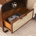 thumbnail image 4 of SAFAVIEH Yates Contemporary 1 Drawer Nightstand,Walnut/Natural Rattan, 4 of 14