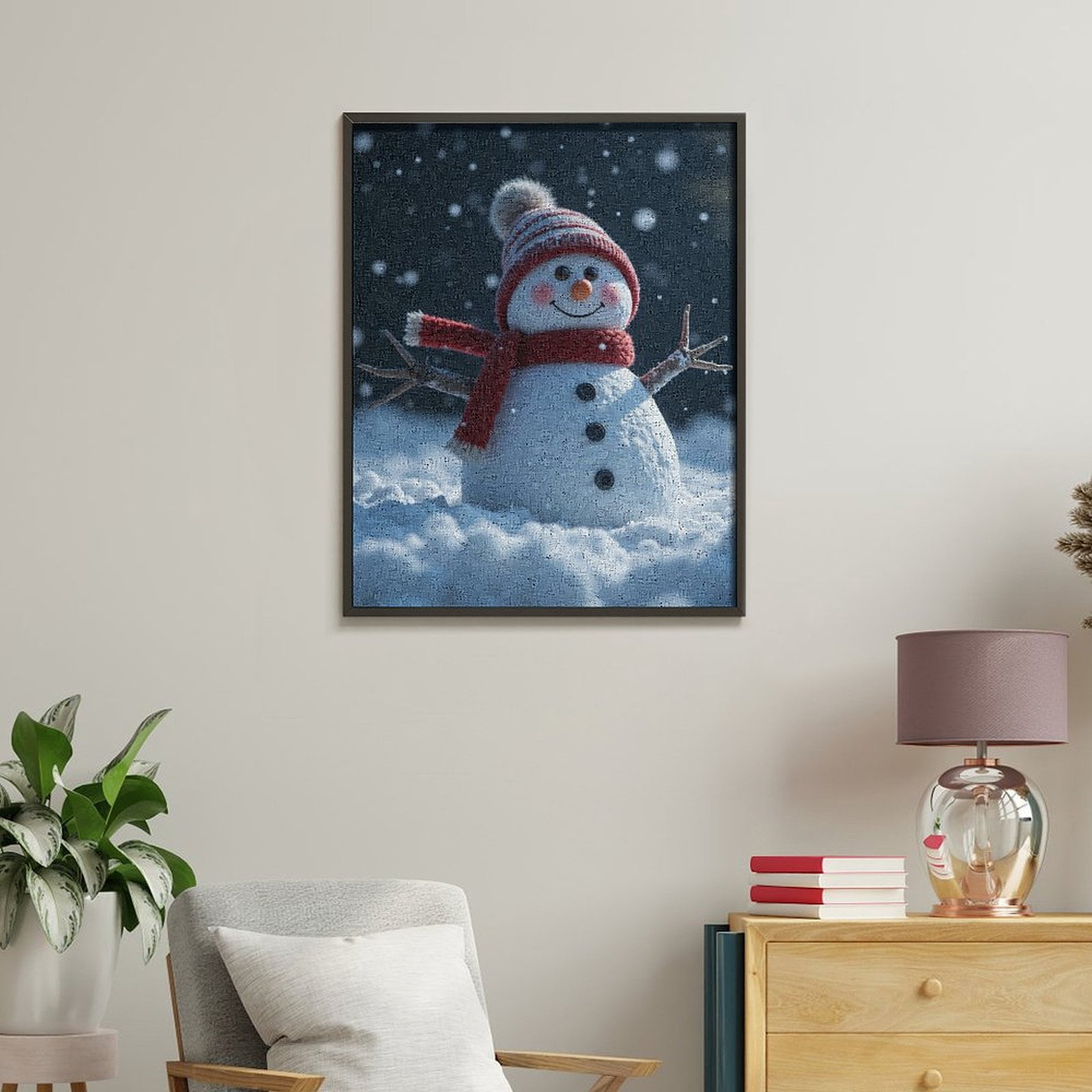 Paint by Numbers Kit for Adults, Winter Snowman Red Scarf Beanie Paint by Numbers, Easy Paint by Numbers Kit for Adults Beginner, DIY Adult Paint by Number Kits on Canvas, Home Decor