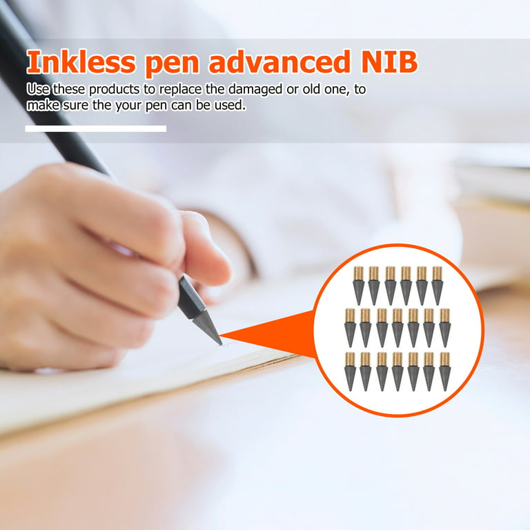 19pcs Inkless Pen Tips Infinite Pencil Replaceable Heads Pencil Writing Tips
