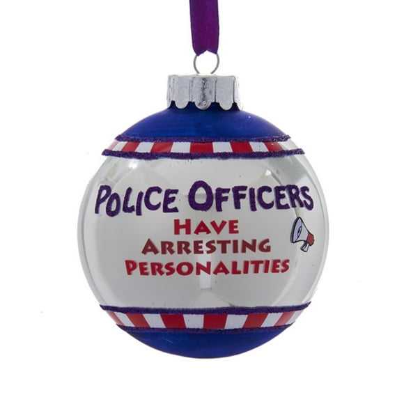 Kurt Adler Police Officers Have Arresting Personalities Glass Christmas Ball Ornaments - 3.5" - Set of 3