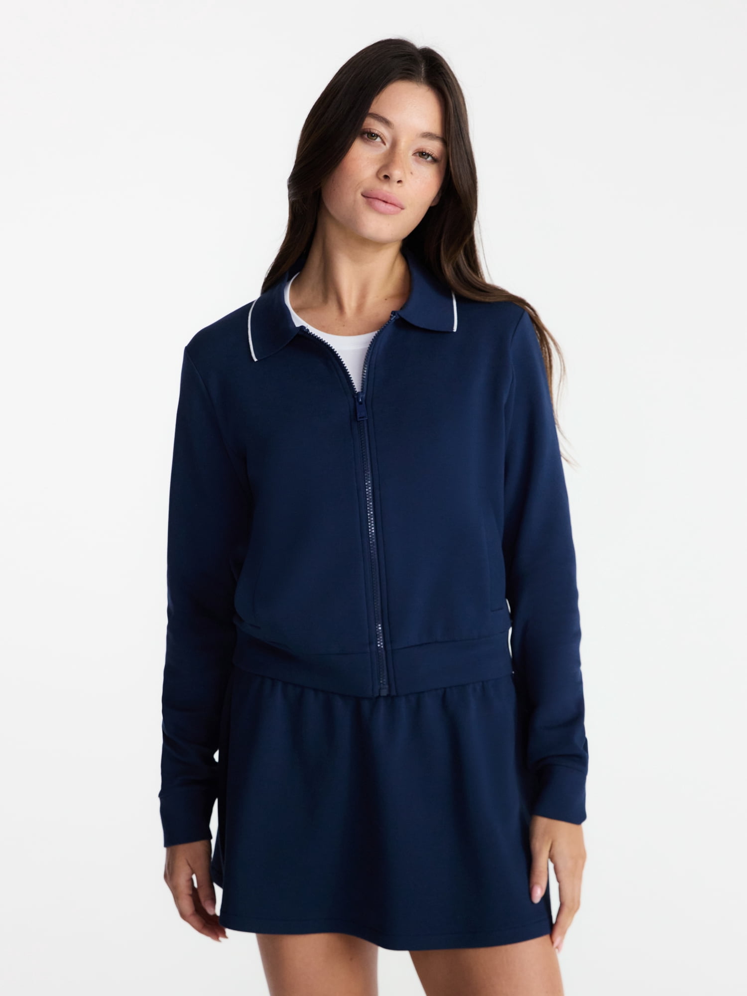 Avia Women's and Women's Plus Zip Front Pique Knit Jacket, Sizes XS-4X