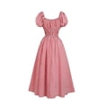 thumbnail image 6 of Karymi Summer Dresses for Women Vintage Gingham Midi Dress, Off Shoulder Puff Short Sleeve Smocked Waist Front Tie Flowy Swing Sundress For Oktoberfest Holiday Plus Size Dresses, 6 of 6
